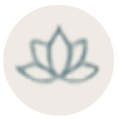 Ícone ilustrado de uma flor de lótus representando equilíbrio, crescimento e harmonia.