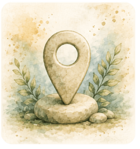 Ícone ilustrado de localização representando a morada da Nmedicinas.